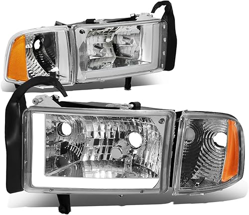 Vista 19 de DNA MOTORING Par de faros delanteros estilo OE + luces de esquina compatibles con 94-02 Ram, blanco, HL-OEM-DR94-4P OE-Blanco Claro