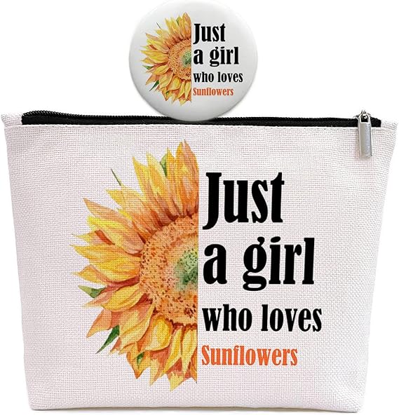Sunflowers Presents for Lady Sunflower Lovers, Birthday Present for Lady Greatest Good friend Sister Daughter Granddaughter, Sunflower Equipment, Sunflower Lovers Make-up Bag, Simply A Lady Who Loves Sunflowers