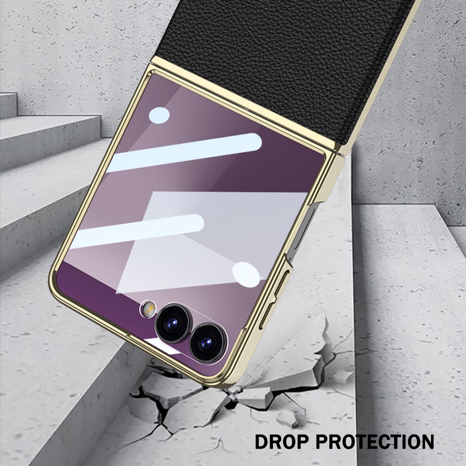 Étui pour Samsung Galaxy Z Flip 7, Luxe Electroplated Housse en Cuir Screen Protection Anti-Rayures Coque,Violet,Flip 7