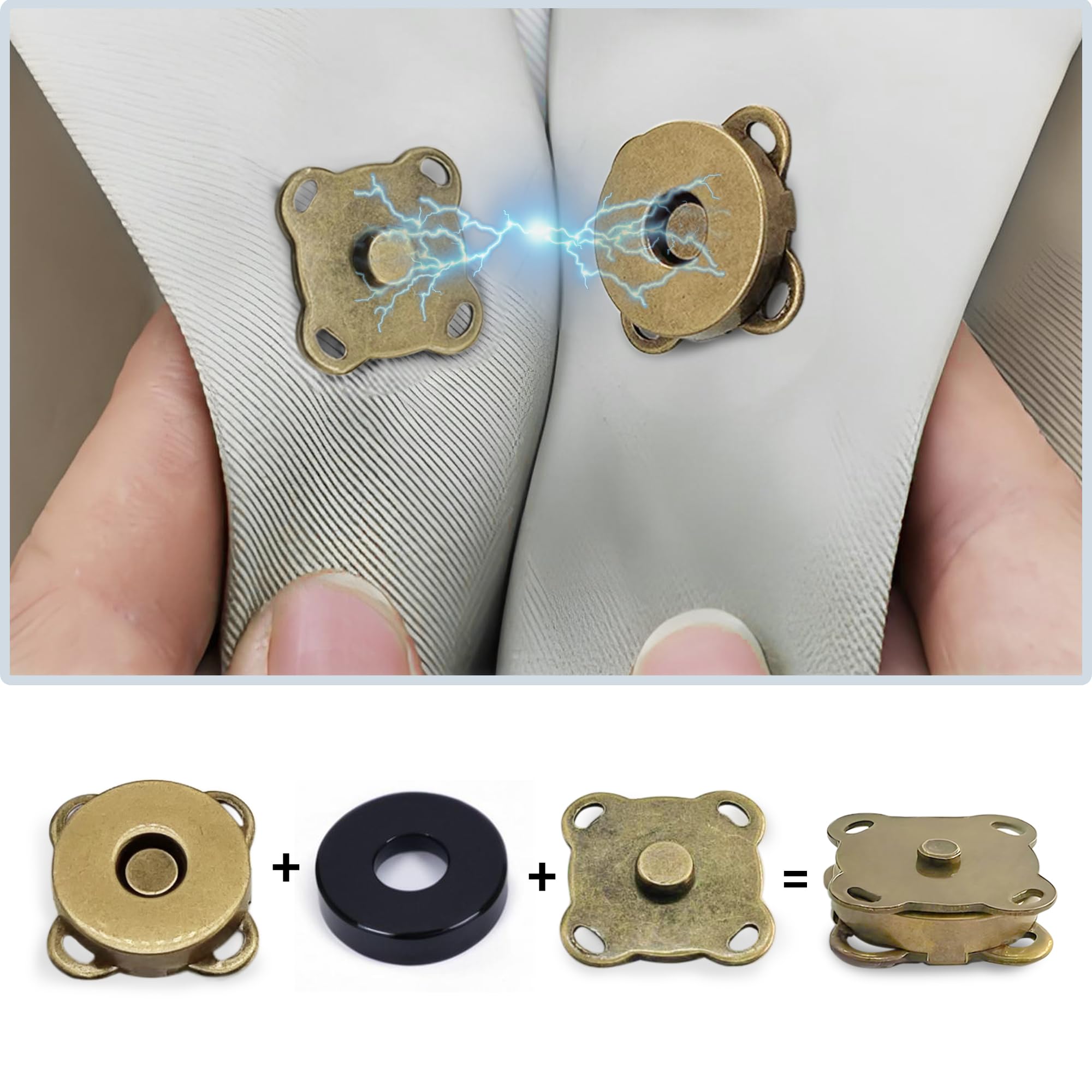 6 Set/Pack DIY Sewing in Magnetic Button Lock Clutch Purse Closure Metal Button, 14mm/18mm 18mm Bronze