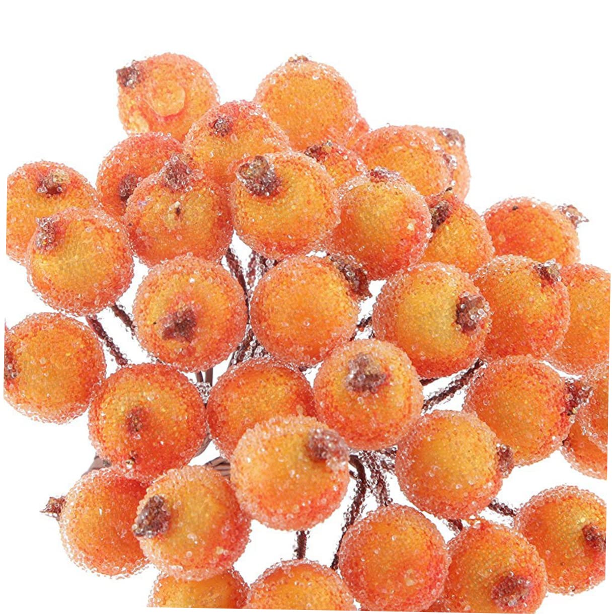 ARTIBETTER 200pcs Mini Christmas Frosted Fruit Artificial Flower Decor Holly Frosted Fruit berry glass bead