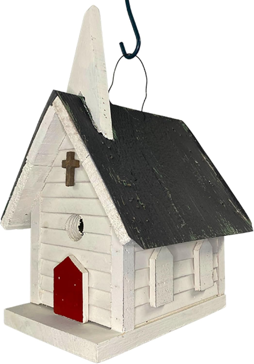 Bird in Hand Amish Made Cameron Country Church Bird House – Reclaimed Wood Outdoor Birdhouse – 1.25” Entry, Hang or Post Mount, Made in USA