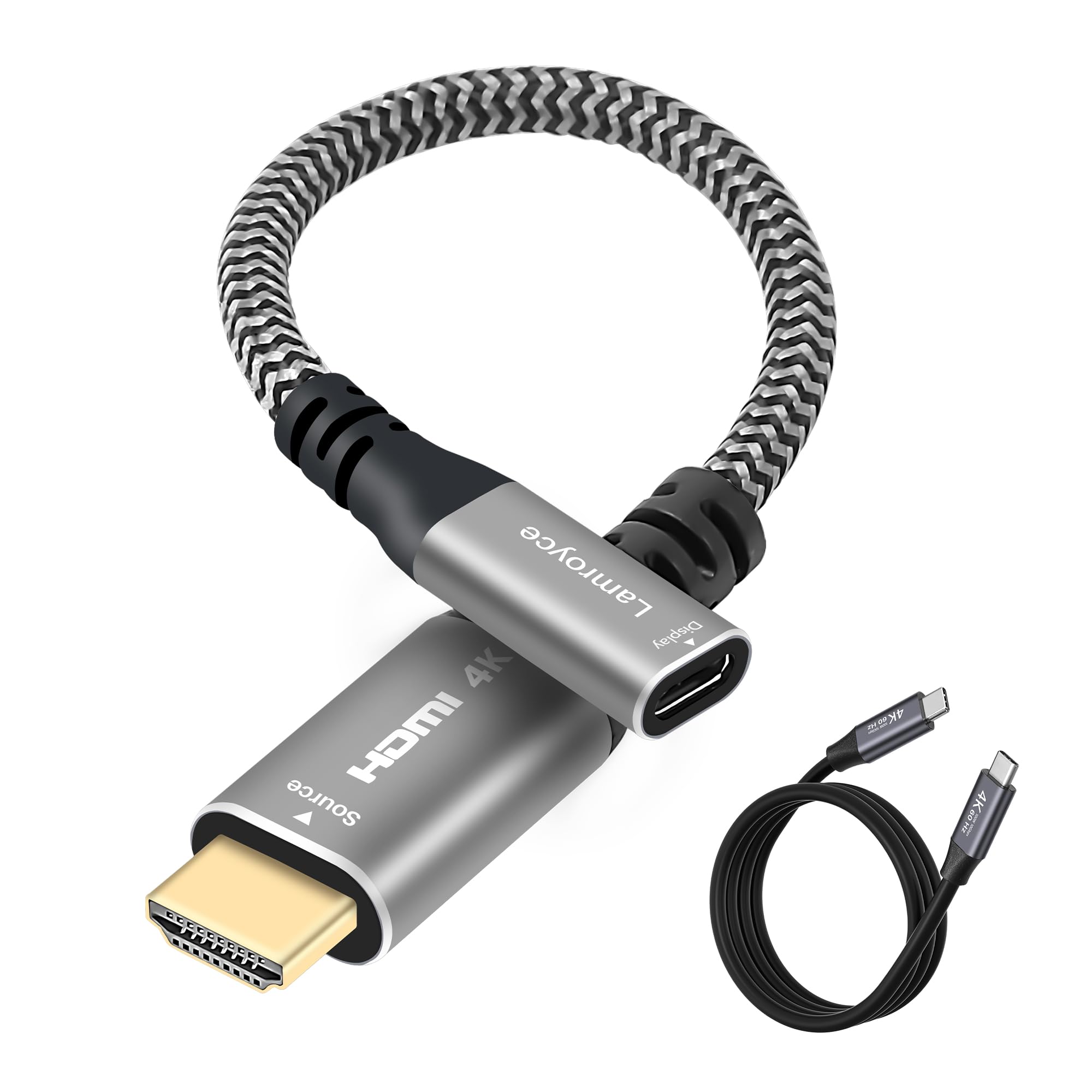 HDMI to USB-C Cable Adapter with USB Video Cable, Uni-Directional HDMI Male (Source) to USB Type-C 3.1 Female (Display) Converter for AR Glasses, with
