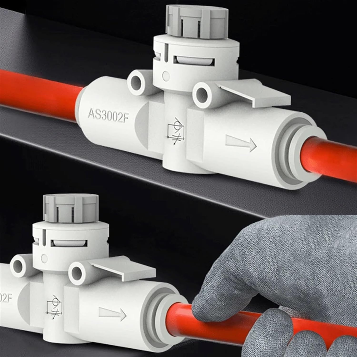 SMC Type Pipeline Throttle Valve AS1001F Knob Control Quick Connectors One-way Manual Adjustment of Air Speed White Premium (Color : AS2052F-08)