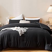 Vista 204 de ROSGONIA Juego de edredón tamaño Queen, color gris carbón, 3 piezas (1 edredón gris oscuro y 2 fundas de almohada) para todas las estaciones, ropa