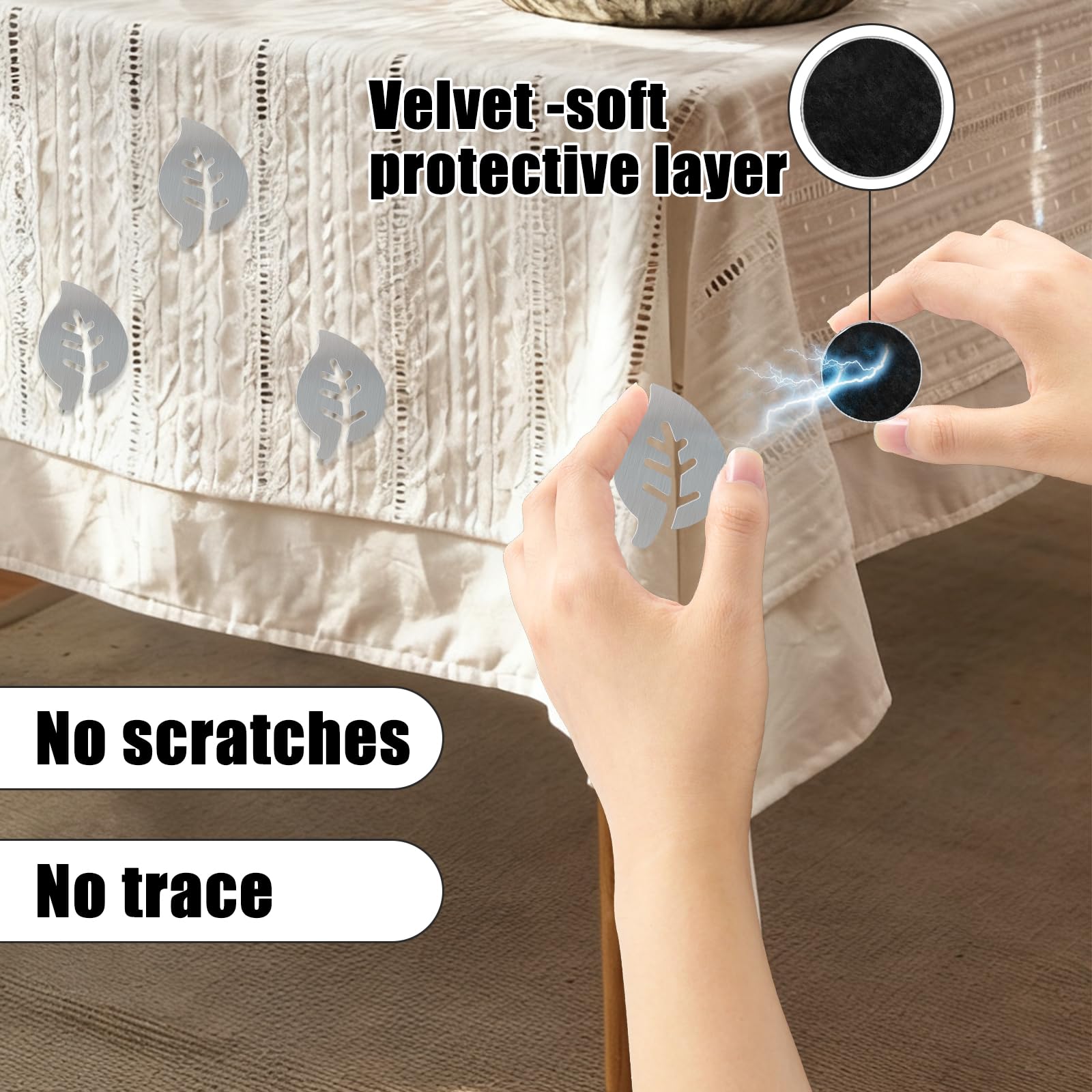 Poids pour Nappe en Acier Inoxydable, Fort Aimant, 8 Pièces