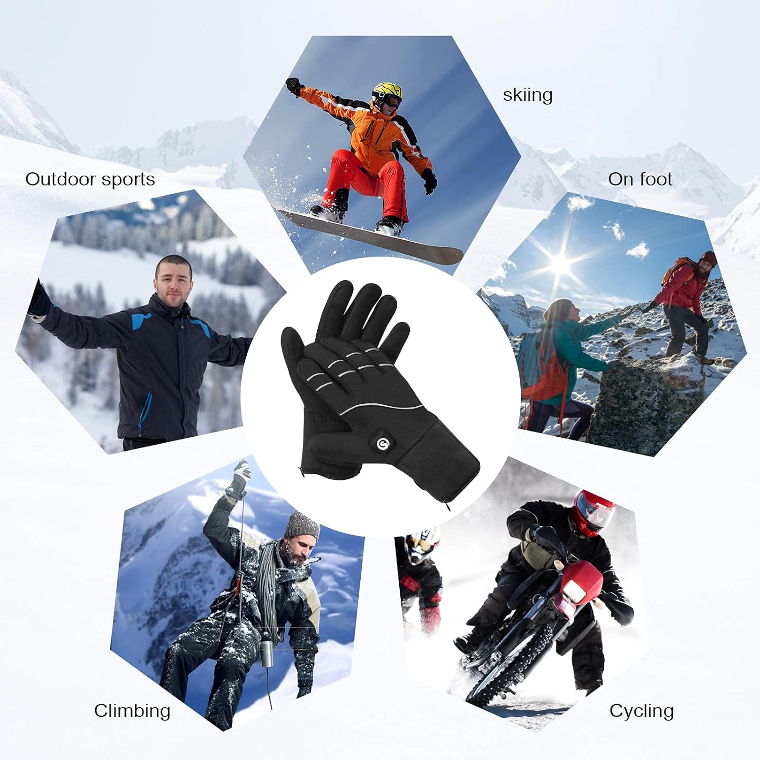 Heated Gloves Men Women,7.4V 2200MAH Electric Rechargeable Battery Gloves for Motorcycle Cycling Riding Hunting Fishing Camping Hiking Ski Snow Work Mitten Gloves Athritis Hand Warmer