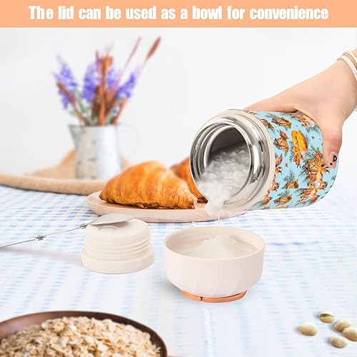 Miniatura 6 de Watercolor Woodland Fox - Recipiente aislado para alimentos con cuchara de 17 onzas  16.9 fl oz, de acero inoxidable, a prueba de fugas, almuerzo