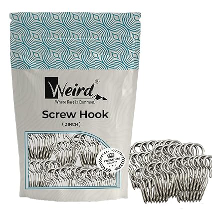 WEIRD Sheep Eye Ring Cup Screw Hook 2 Inch Nickel Finish, Kitchen Accessories Item, DIY Projects, Decoration, Led Party Lights, Bathroom, DIY Self Tapping Screw (25)