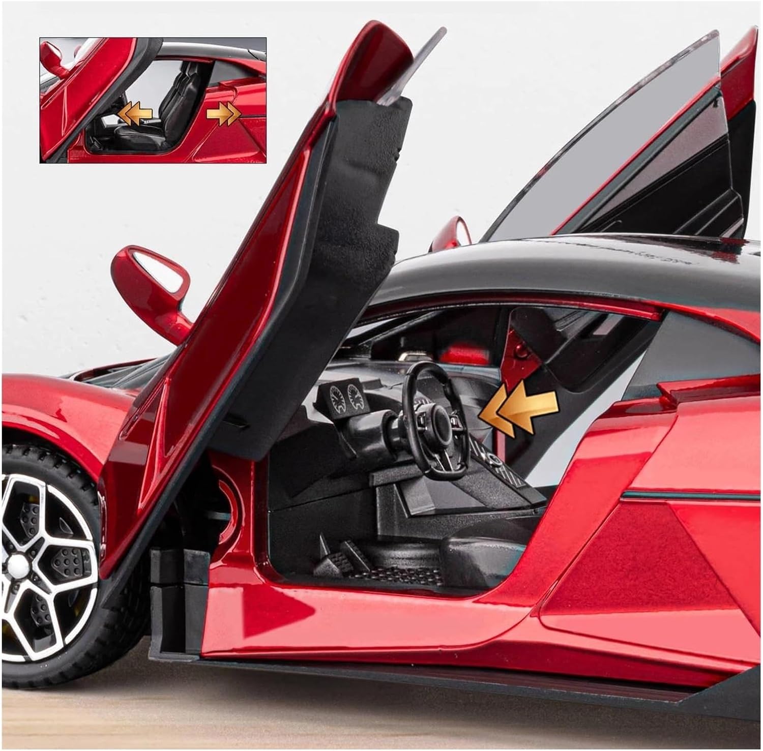 Scale car Model 1/24 for Yangwang U9 Alloy Electric Sport Car Diecast Metal New Energy Vehicle Exhibition Model Suitable for Decoration(Red)