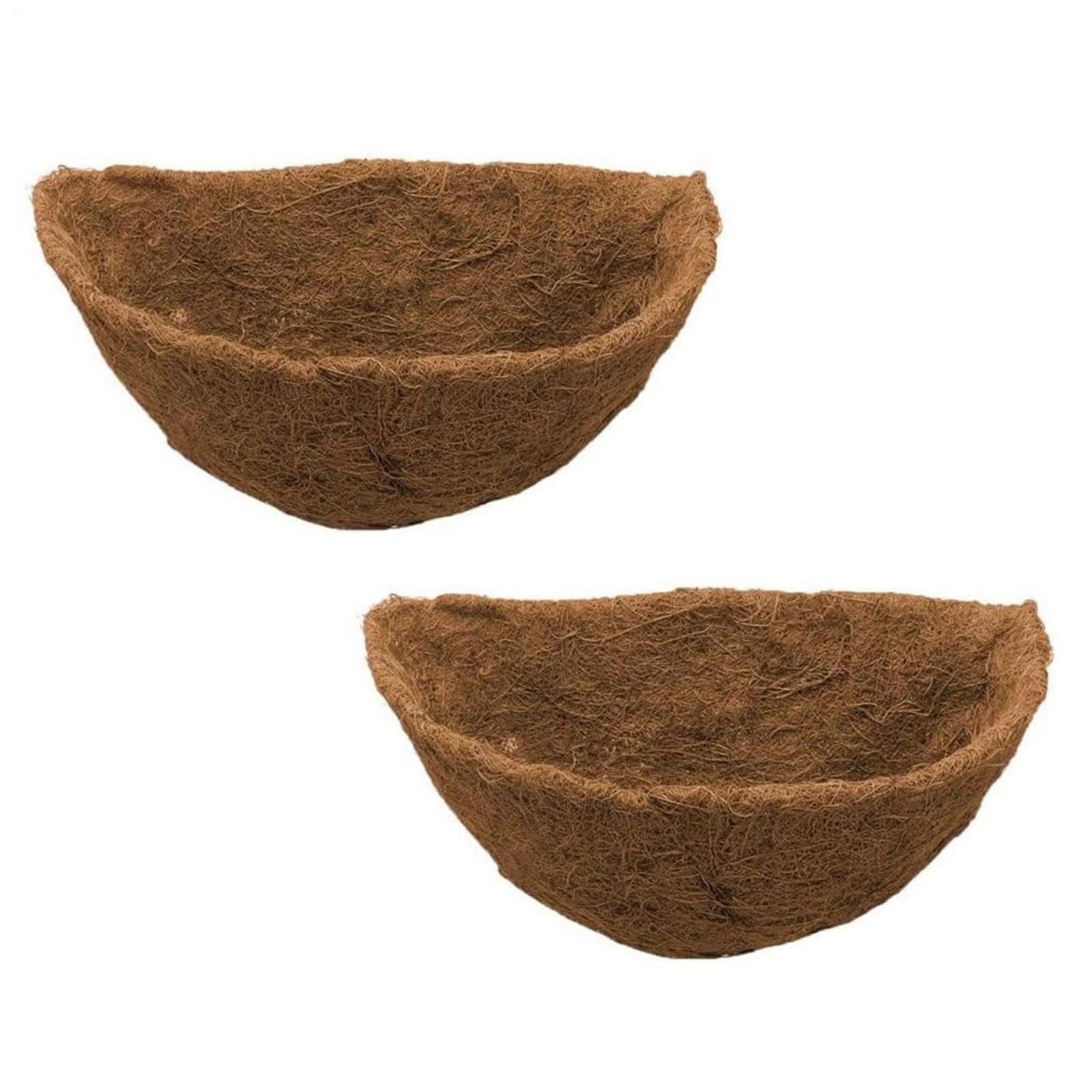 2 Coco Coir Hanging Basket Liners 10 inch Half Round, Half Bas-ket Wall Planter Liner, co-conut Fibre Hanging Basket Liners, Trough Coco Replacement Liner for Garden Porch Balcony Flower Pots