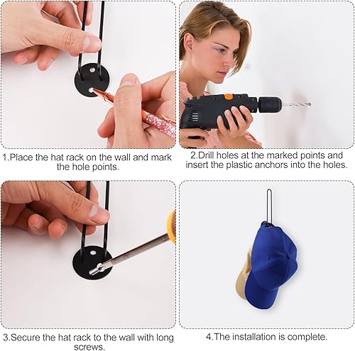 Miniatura 5 de 2 estantes para sombreros para gorras de béisbol, soporte de metal para sombreros, organizador de almacenamiento de sombreros, colgador de