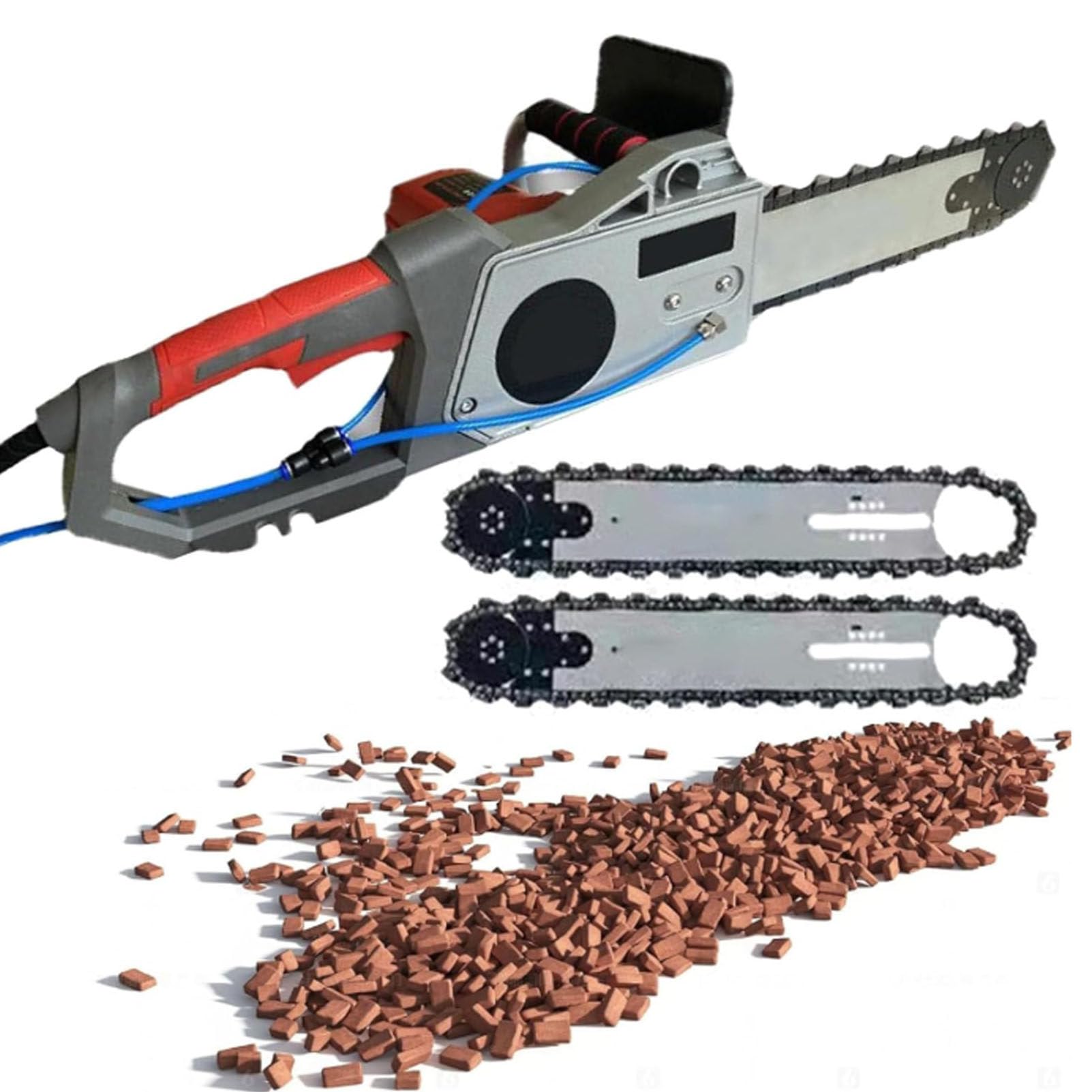 Hydravex Multicolor Electric Concrete Chain Saw With 2 Chains/2 Guide Bar, Handheld Wet Cutting Machine For Granite And Reinforced Concrete, With Water Fed Dust Suppression Depth48cm