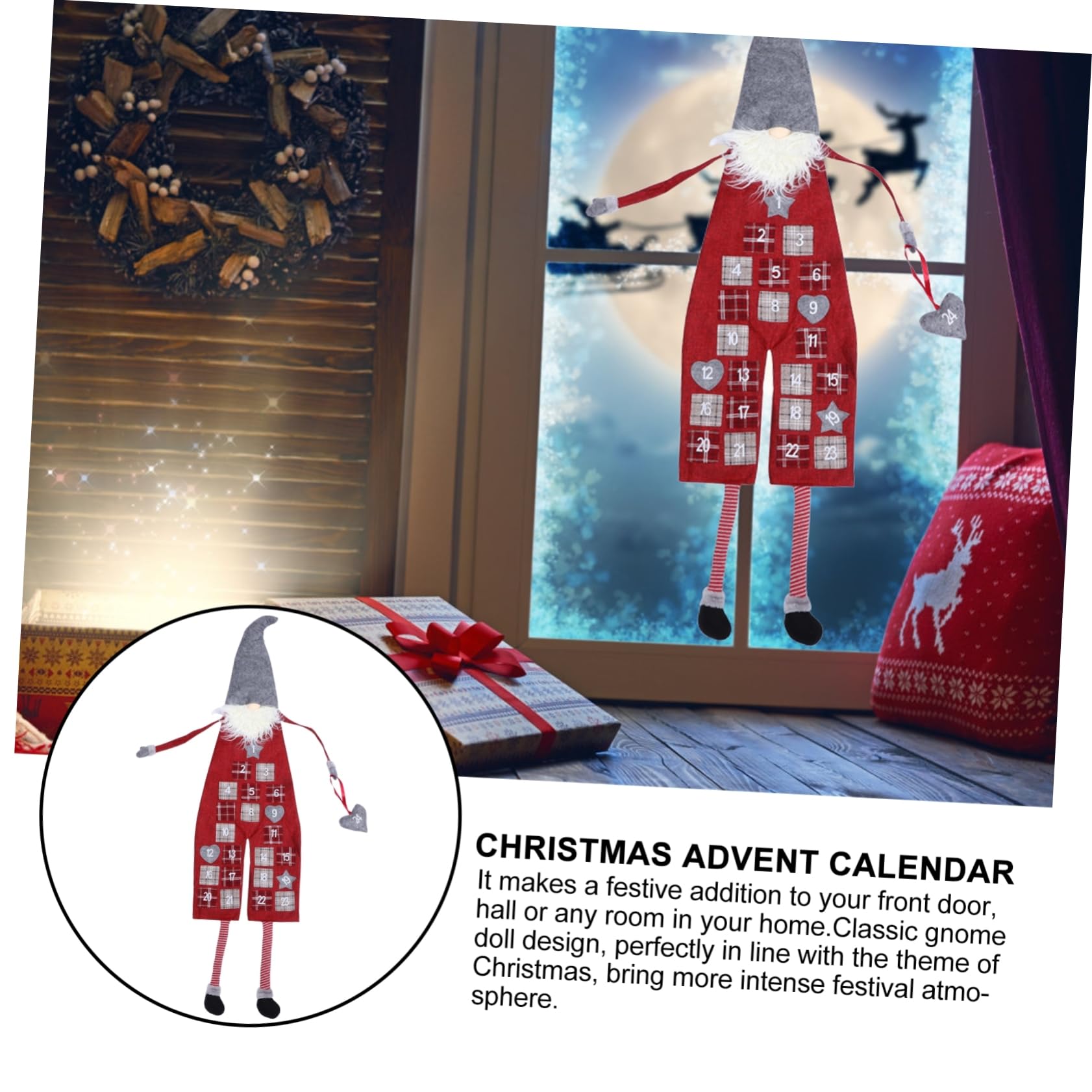 MAGICLULU Calendario di Avvento di Natale in Lino e Lana Artificiale Decorazione da Appendere a Forma di Folletto per Conto alla Rovescia Festivo