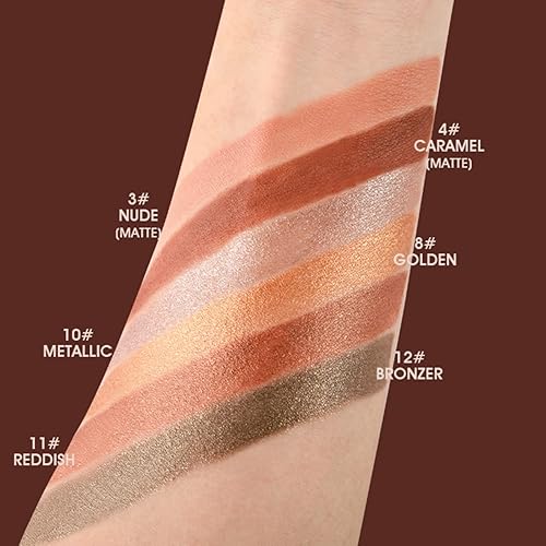 Miniatura 6 de Ehinew Sombra de ojos en barra  Sombra de ojos metálica neutra y plateada  Sombra de ojos mate y purpurina champán  Lápiz iluminador cremoso e