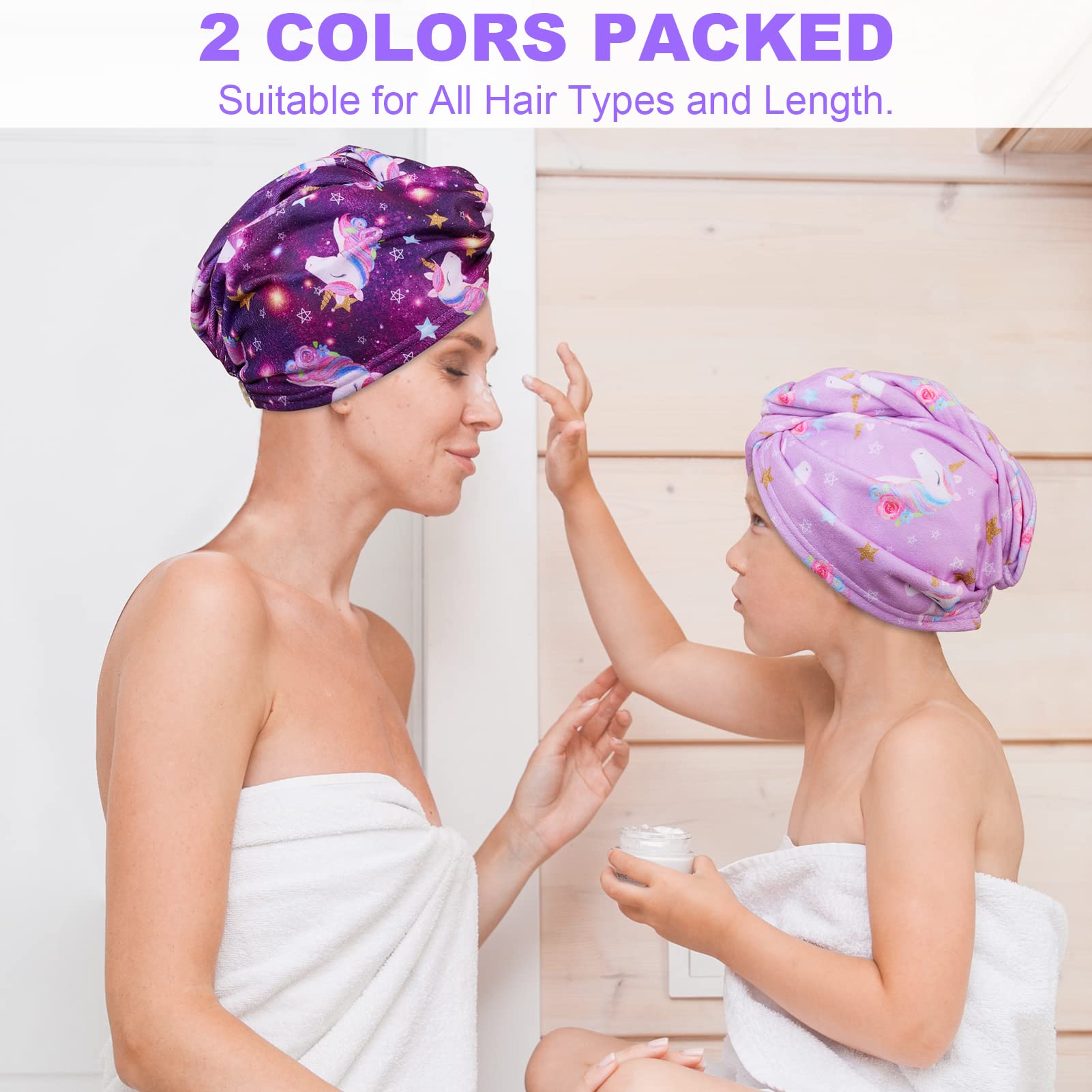 Serviette Cheveux Bouclés ZYNERY 4 Pcs Serviettes Microfibre Cheveux, 4 Couleurs Serviette Cheveux Sechage Rapide Avec Serviette Cheveux Microfibres