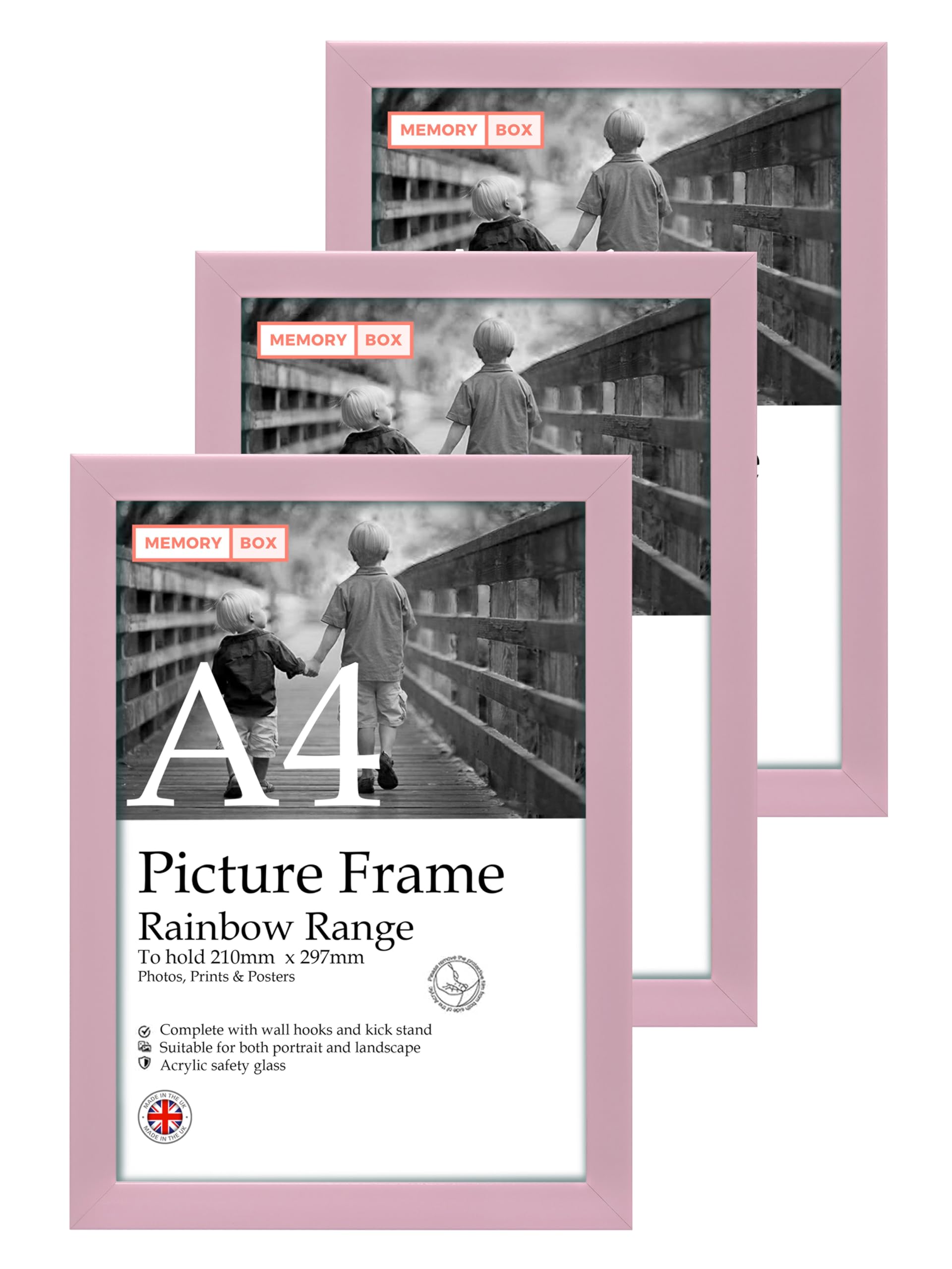 A4 Lilac Picture Frame Set of 3, Perfect for Displaying A4 Picture Gallery Walls, Posters, Photos, Artwork, or Prints, Lilac