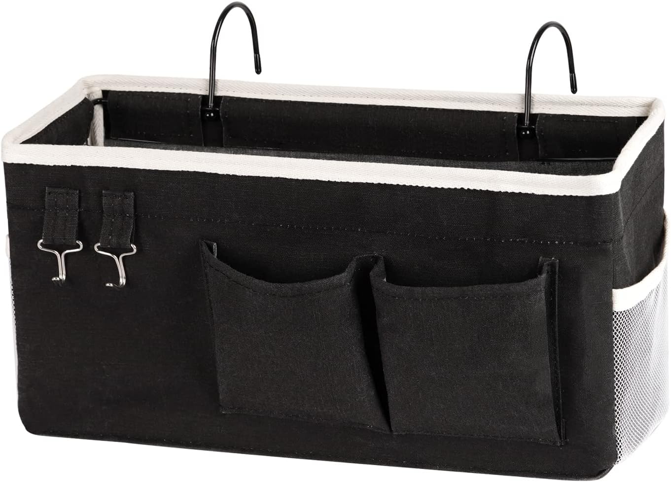 Ozzptuu Bedside Storage Caddy/Bedside Hanging Storage Bag for Headboards Bunk Beds Dorm Rooms Book Phone Magazine Holder (Black)