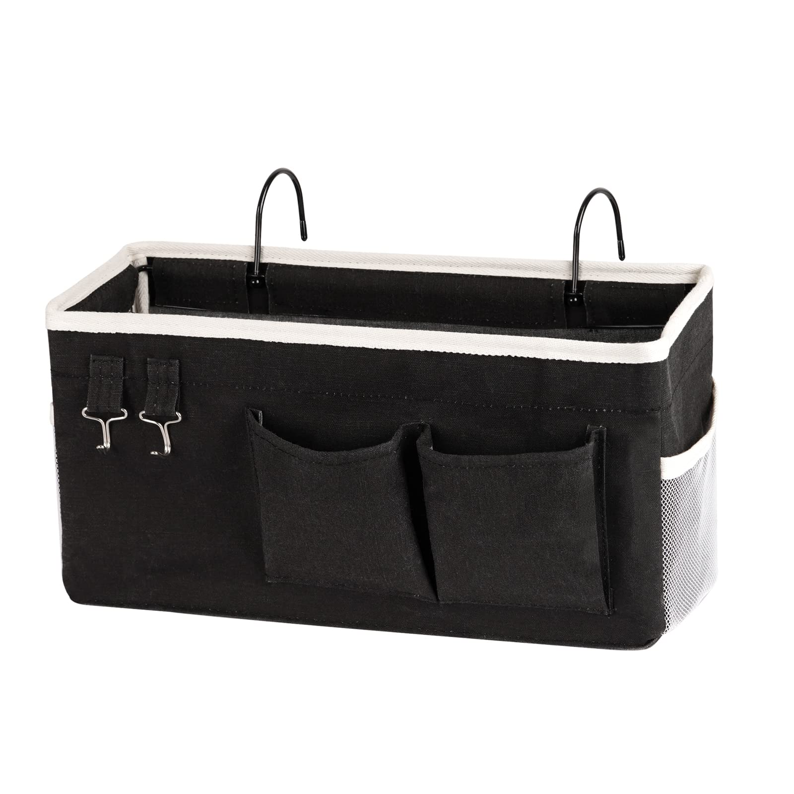 Ozzptuu Bedside Storage Caddy/Bedside Hanging Storage Bag for Headboards Bunk Beds Dorm Rooms Book Phone Magazine Holder (Black)