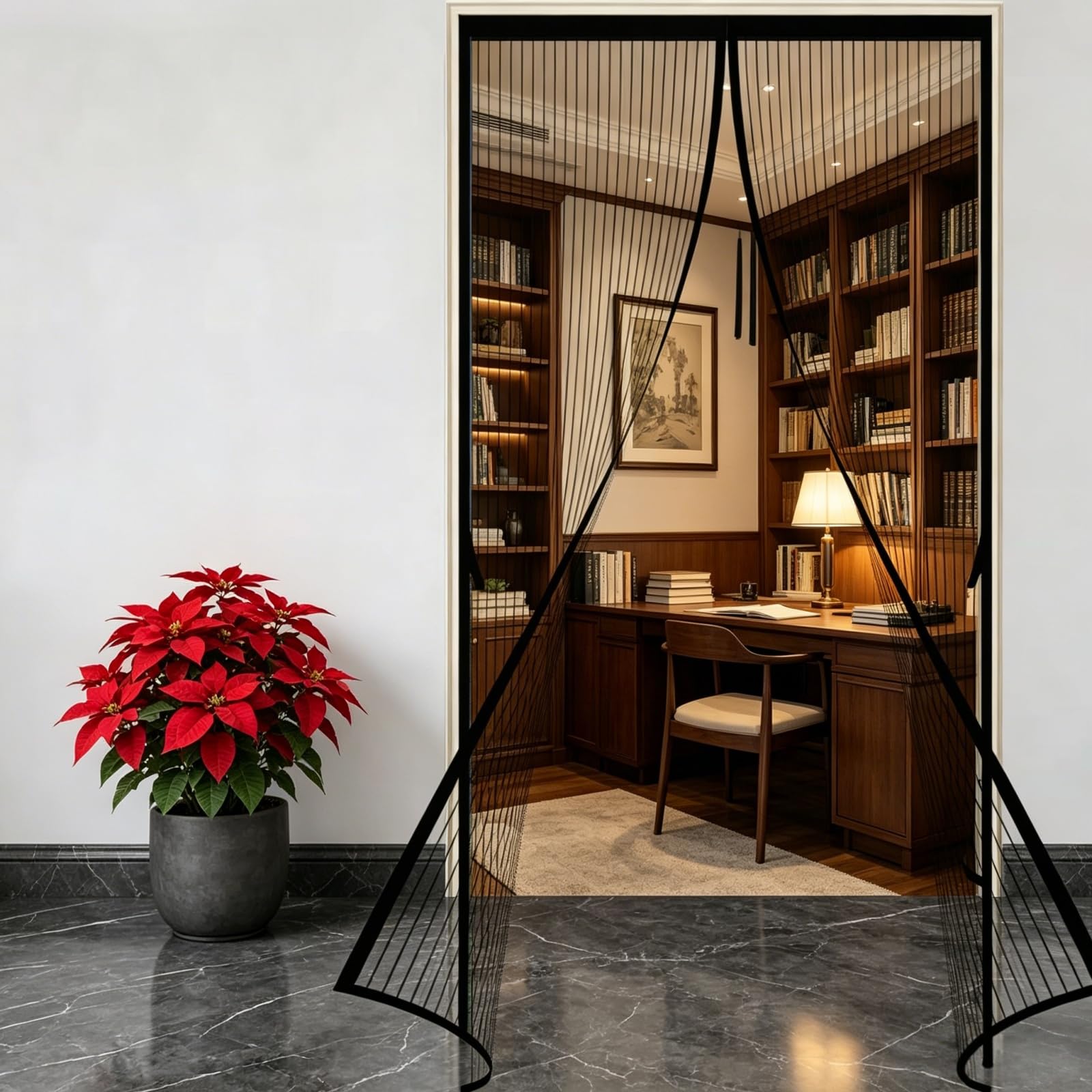 Magnetic Screen Door 130 x 236 cm Keep Bugs Out Lets Fresh Air in Patio Curtain Insect Mesh No Drill Installation for Patio Doors Balcony Bedroom, Black