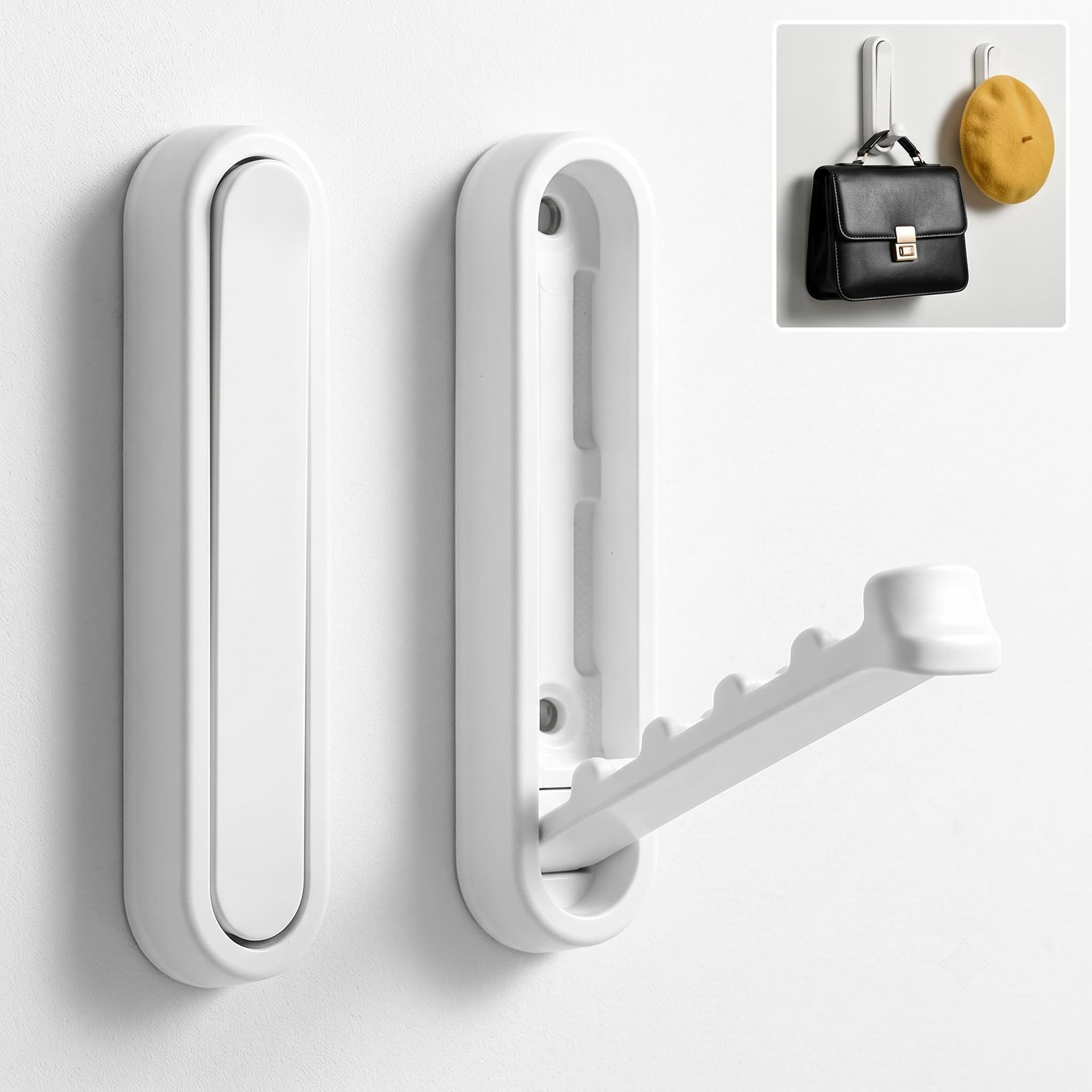 Kaaeiccr Wall Hooks, 2 Pack Folding Coat Hooks Aluminium Hangers
