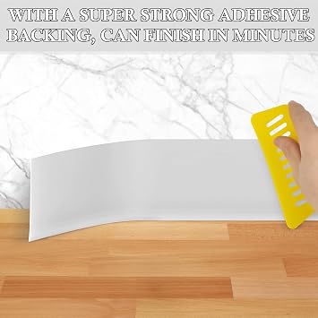 Flexible Baseboard Molding Trim 4 x 50 ft, Self-Adhesive Vinyl Wall Base Cove Base, Peel and Stick Rubber Wall Base Molding Trim - White