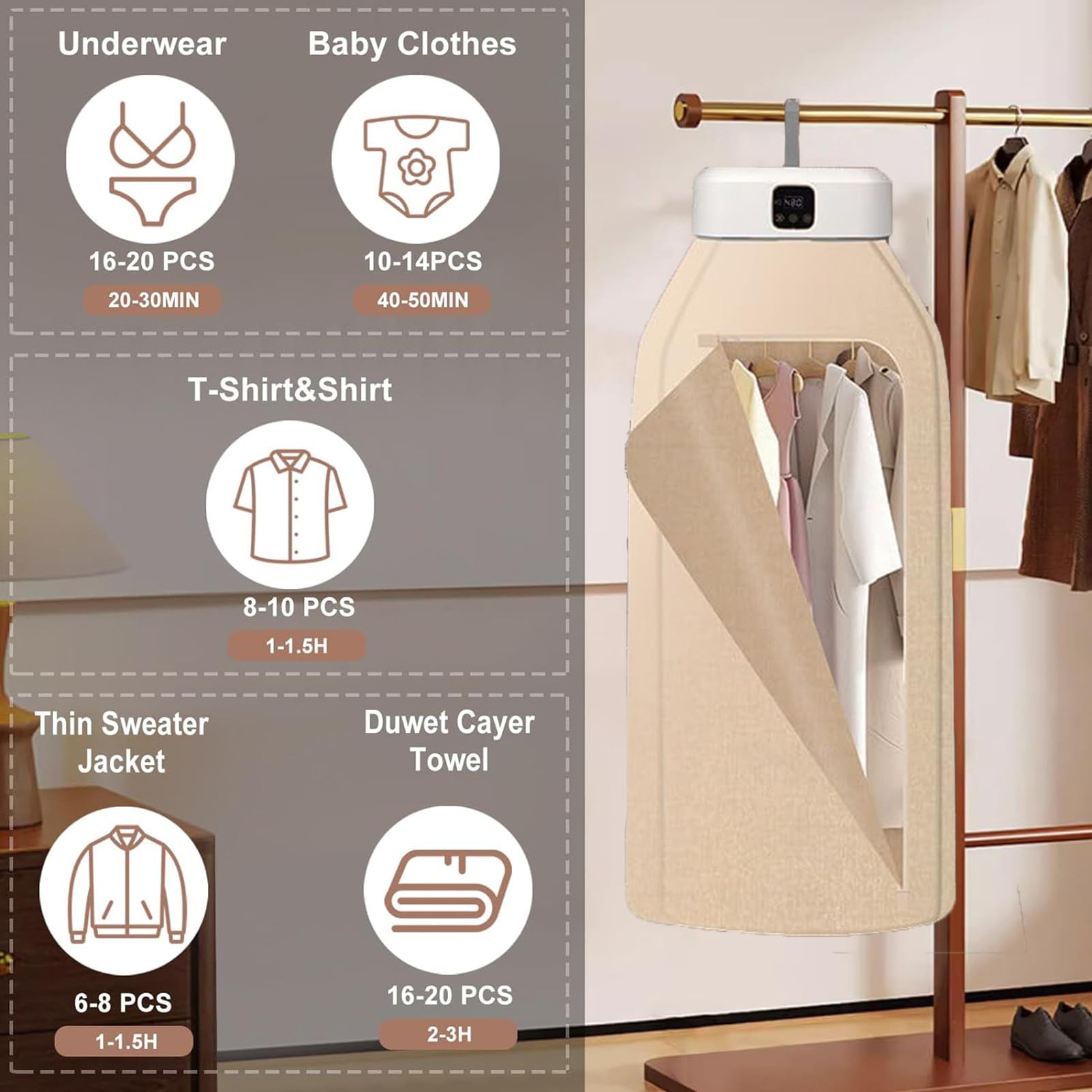 Mini Secadora Con Bolsa De Secado, Secadora De Ropa EléCtrica, Secadora Compacta Colgante Para Apartamentos, Viajes Y Espacios PequeñOs, Secadora PequeñA Plegable