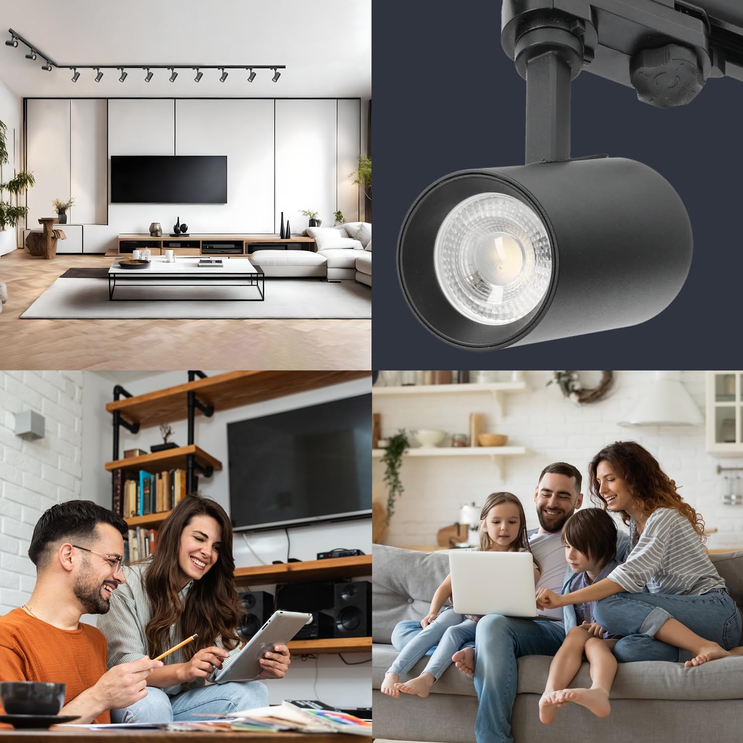 NEXTRACK 3-Phasen-Schienenset Komplett-Set mit GU10 Lampe, 2x1m+2m Schiene, Verbinder I&L, Schwarz