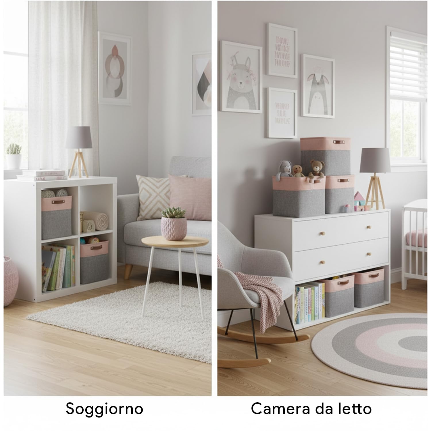 Mangata Cesto Portaoggetti 33X38x33cm, Scatole Portaoggetti Tessuto, 3 Pezzi Contenitori per Armadio