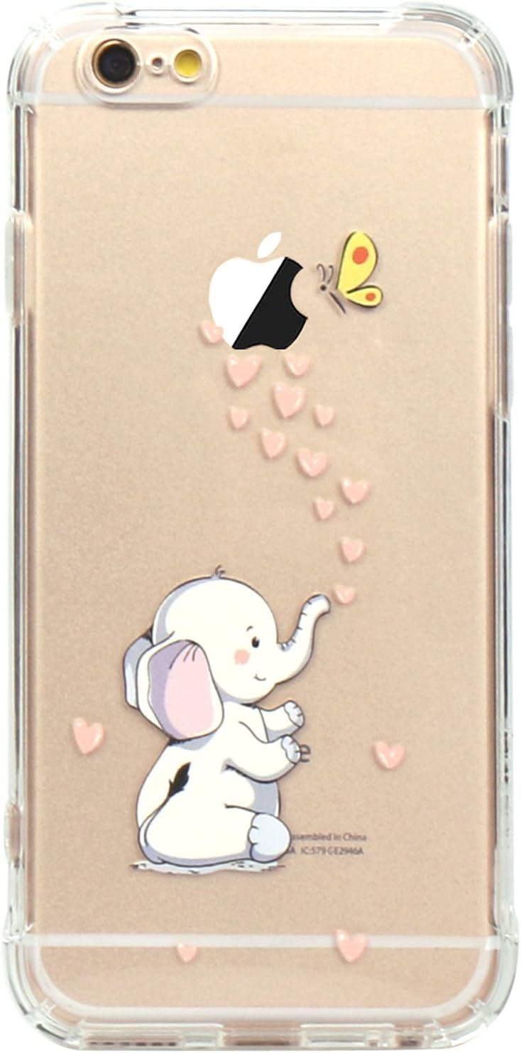 JAHOLAN iPhone 6 Case, iPhone 6S Case Amusing Whimsical Design Clear Bumper TPU Soft Case Rubber Silicone Skin Cover for iPhone 6 6S - Cute Elephant
