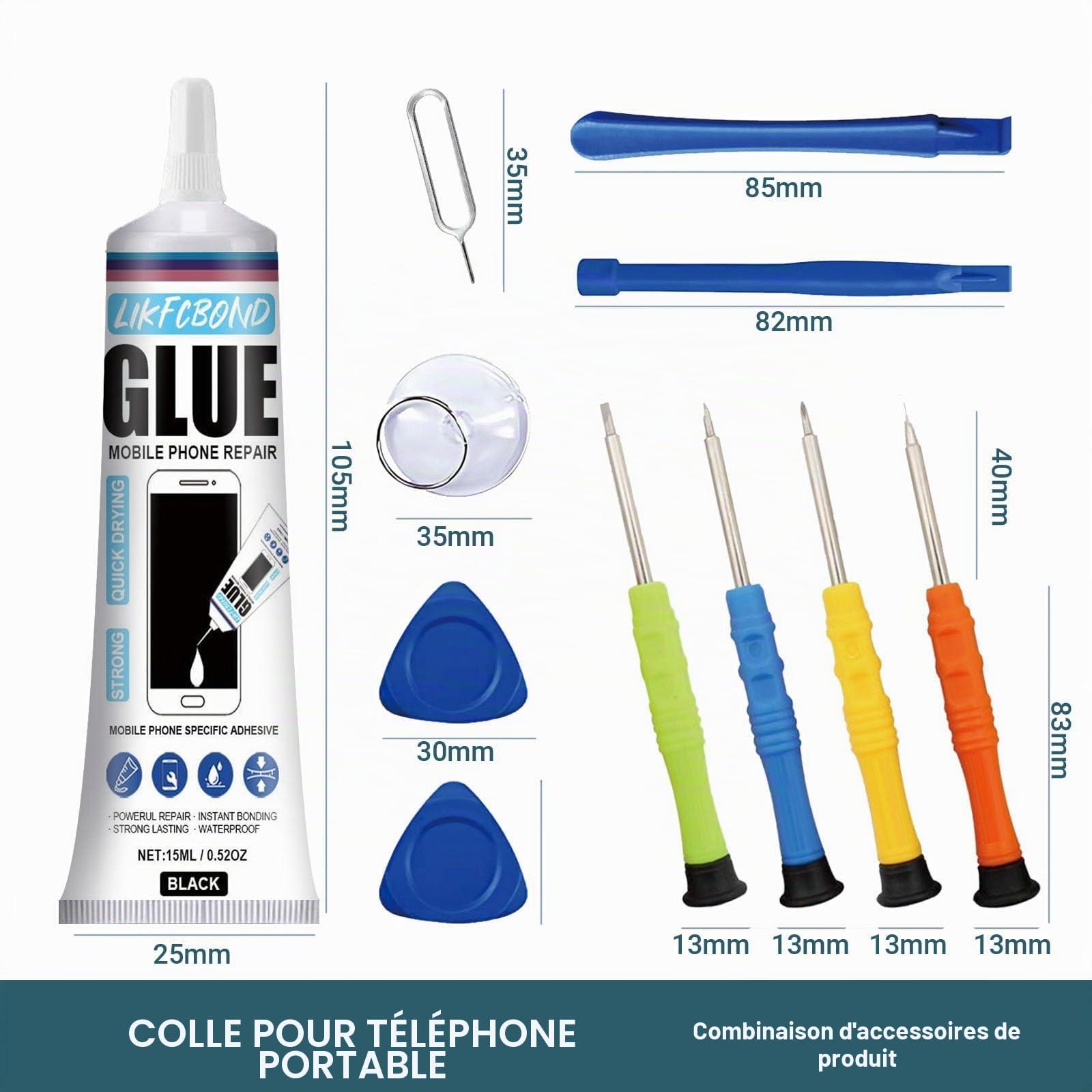 2 Pièces 15ML Colle Ecran Smartphone, Colle pour Telephone Portable, Convient pour coller Les Écrans de Téléphones Portables Tablettes Ordinateurs Portables Appareils Photo etc