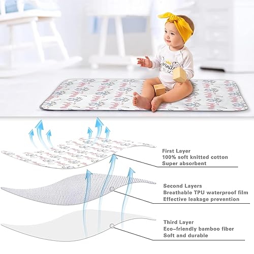 Miniatura 4 de Funda impermeable personalizada para cambiador, tapete portátil para cambiador de pañales para padres de bebé, regalo personalizado, nombre rosa,