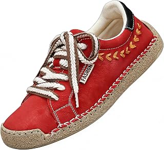 Women's Suede Lace Up Hand-Stitched Fashion Sneakers Classic Retro Round Toe Thick Shoelaces Low-Top Non-Slip Walking Shoes Lightweight Comfortable Casual Sneakers