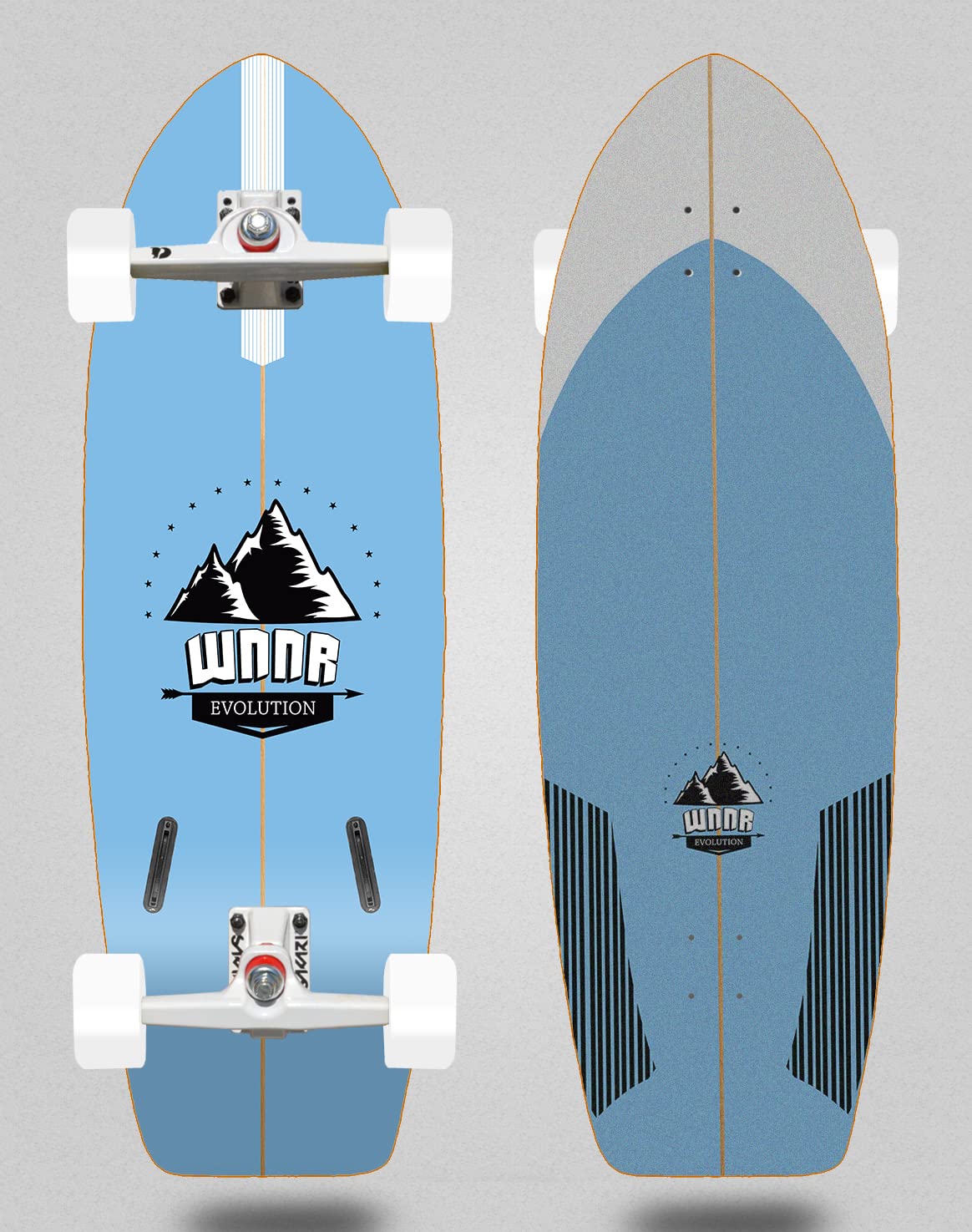 WNNR surfskate Sakari Complete with SGI Surf Skate Trucks Evolution Blue 30
