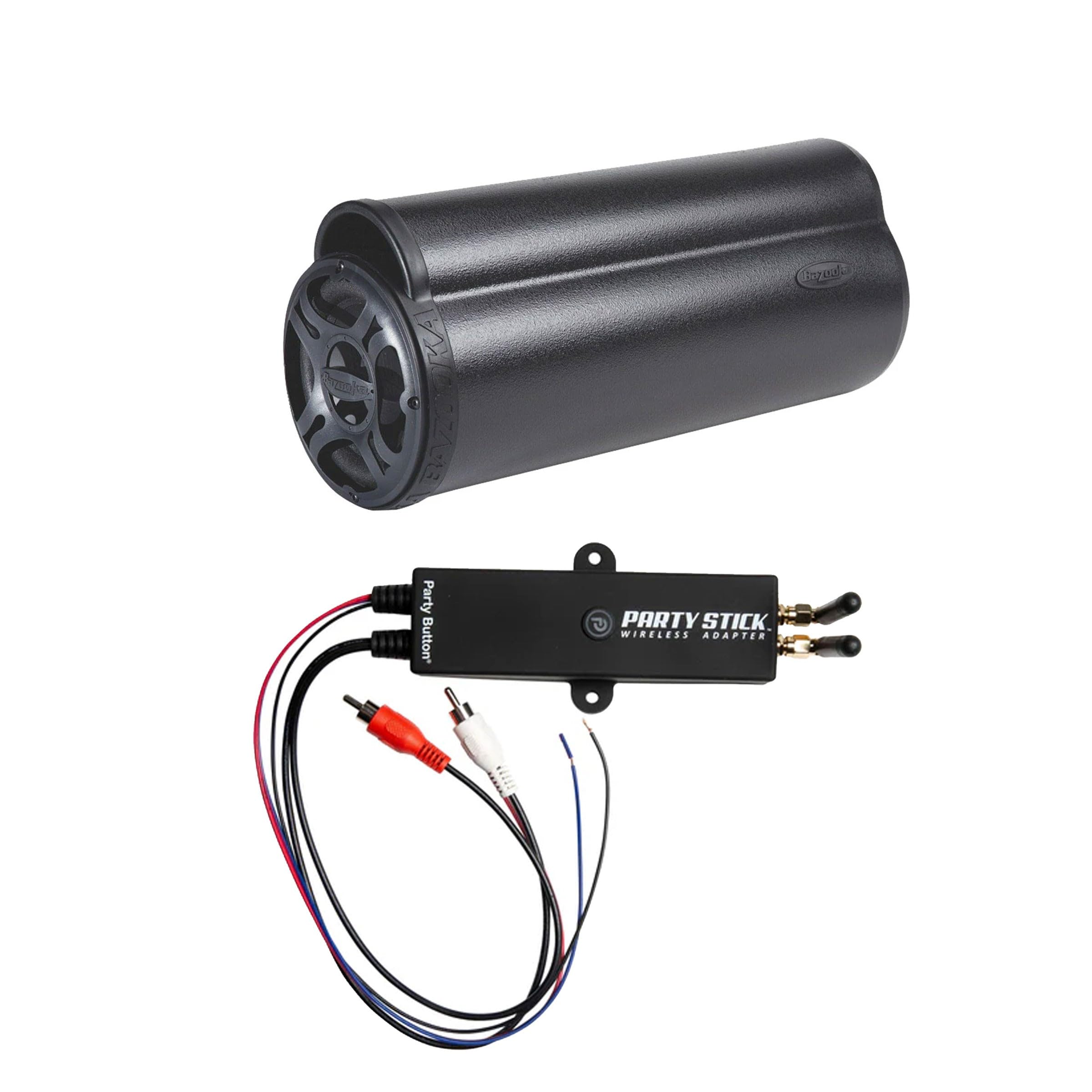 Bazooka BTA6100 6-Inch 100-Watt Amplified Tube Subwoofer with Wireless Music Sharing Party Stick Bundle