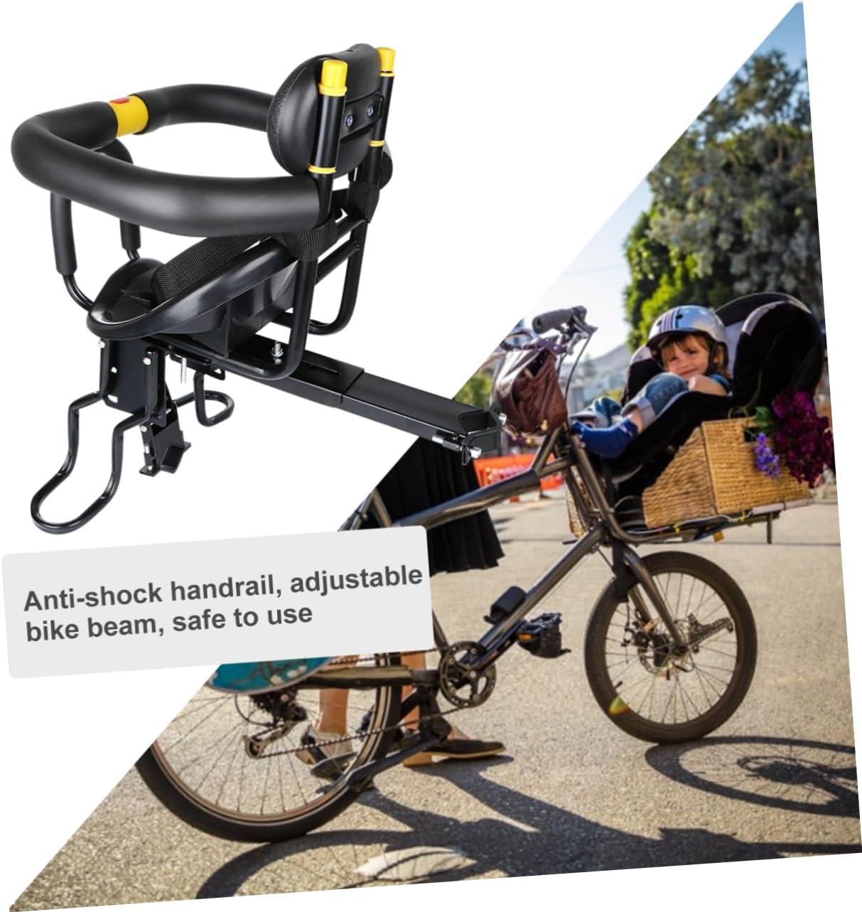 Boy Girl Bike Seat with Quick Release Handle Adjustable Front Safety Seat for Electric Rainproof Design Comfortable Backrest Suitable for Ages Months to Years Black