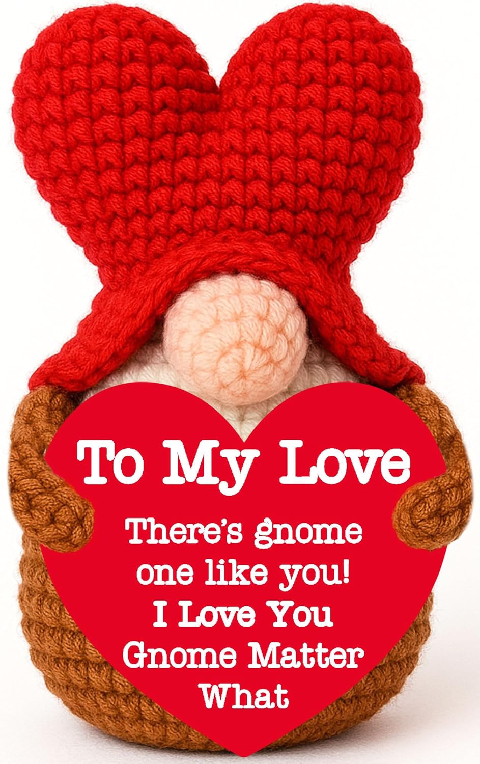 Valentines Day Gifts for Her Him, to My Love Crochet Heart Gnome Wedding Anniversary Long Distance Gift for Boyfriend Girlfriend Wife Husband, Romantic Birthday Gift for Couple