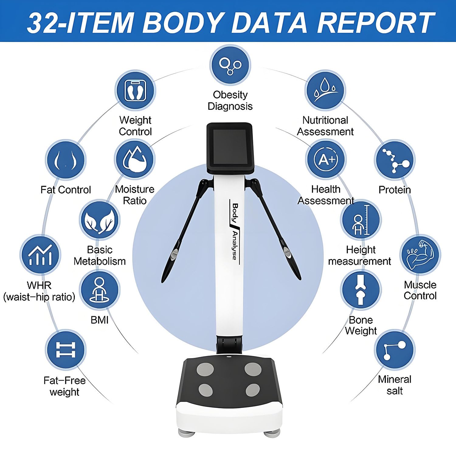 Scanner professionale per il monitoraggio della salute, analizzatore di grasso, scanner per la composizione corporea, strumento di monitoraggio, sincronizzazione WiFi, stampa in tempo reale