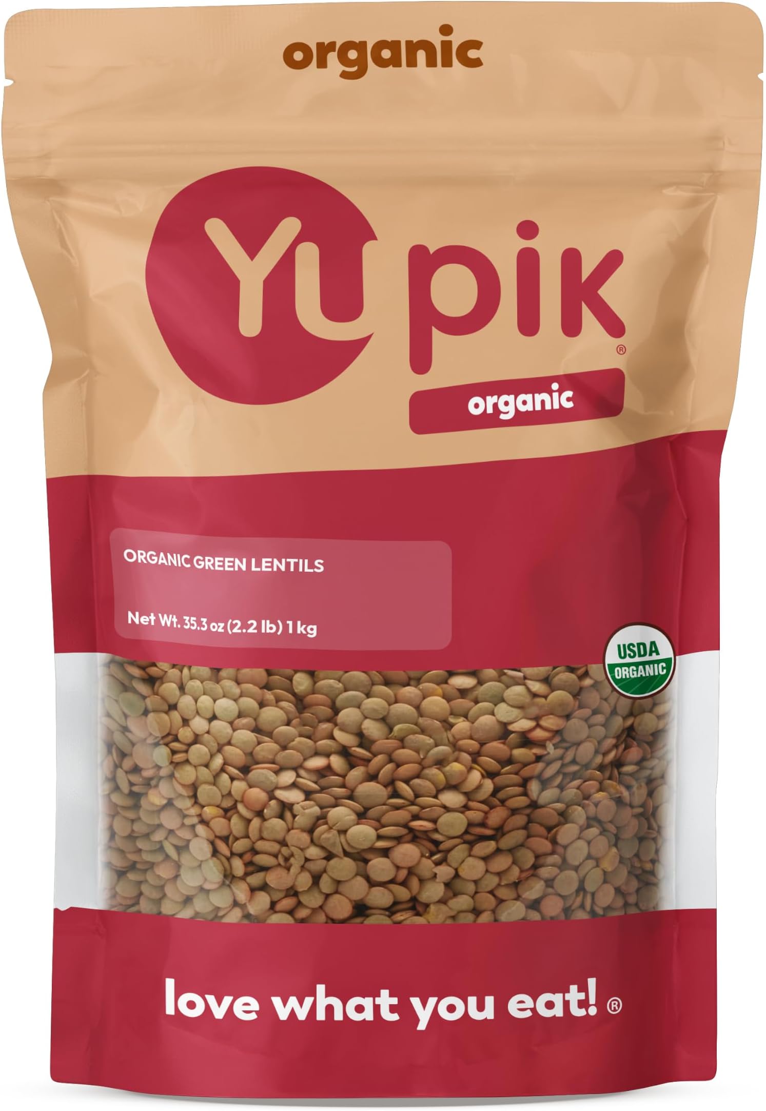 Organic Green Lentils, 2.2 lb (35.2 oz), Non-GMO, Vegan, Gluten-Free, Kosher, Raw, Source of Fiber, Iron & Protein, Fiber & Iron, Ideal for Soups, Salads & Plant-Based Meals