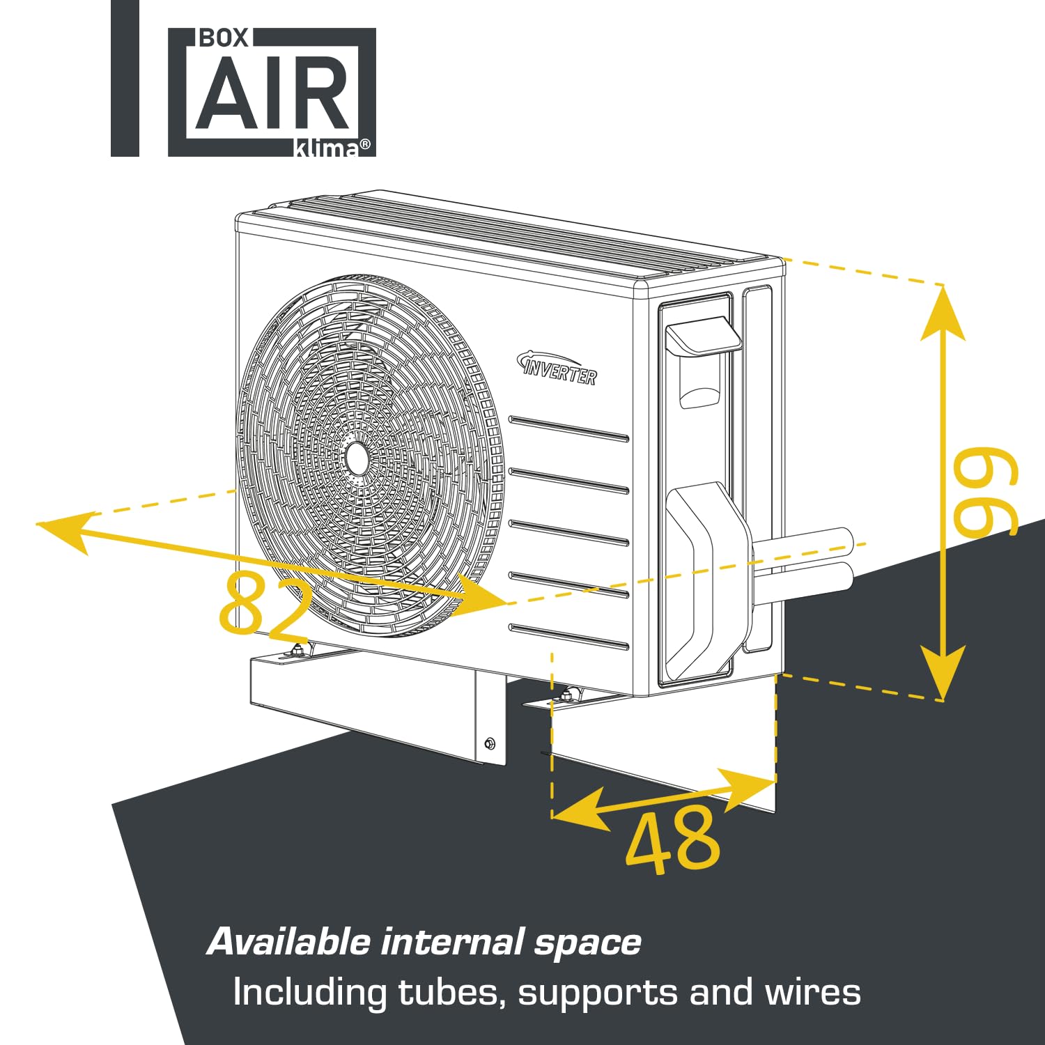 Box Air Klima Cover Clima Curve S Antracita – Cubierta Premium para Aire Acondicionado Exterior en Aluminio Composite, Soportes INOX Ajustables, Instalación en Pared, Protección Unidad Exterior