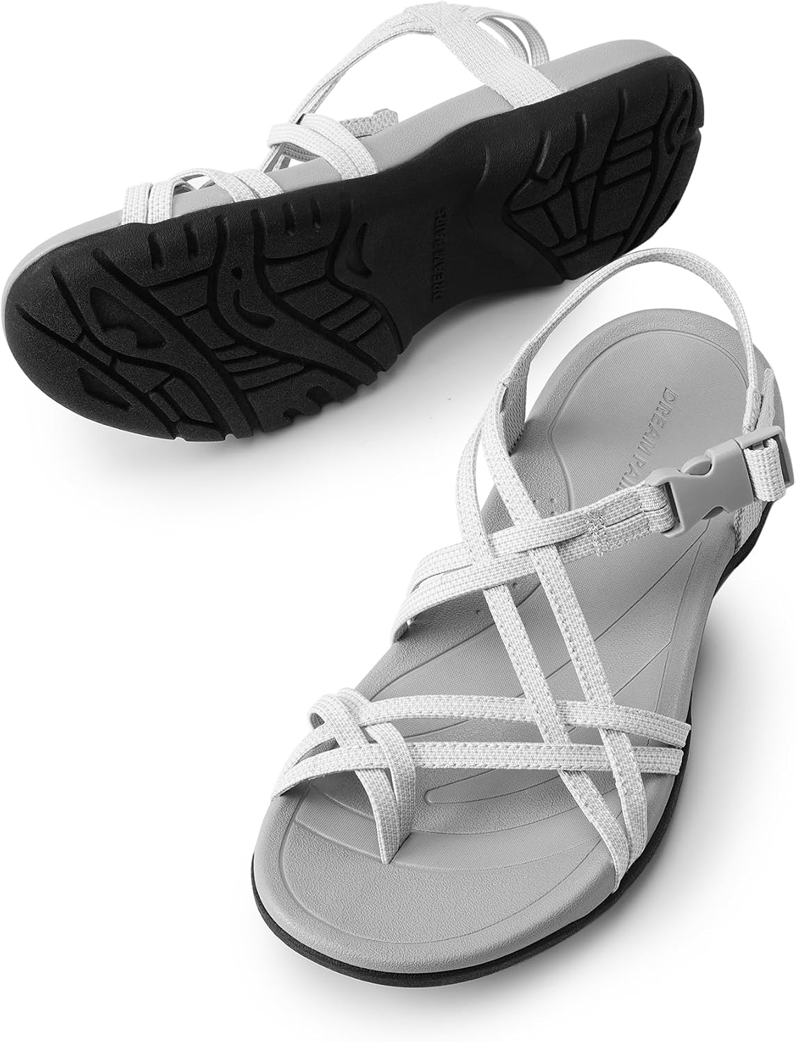 DREAM PAIRS Women's Walking Comfort Sport Athletic Sandals With Arch Support Elastic Strap Casual Hiking Outdoor Beach Summer Sandal
