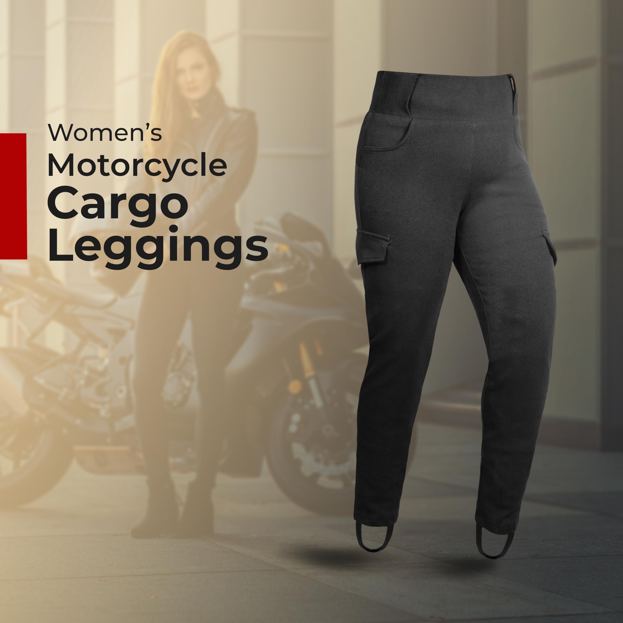 GREAT BIKERS GEAR – Leggings da moto da donna, super-pantaloni, protezione donna con armatura CE rimovibile