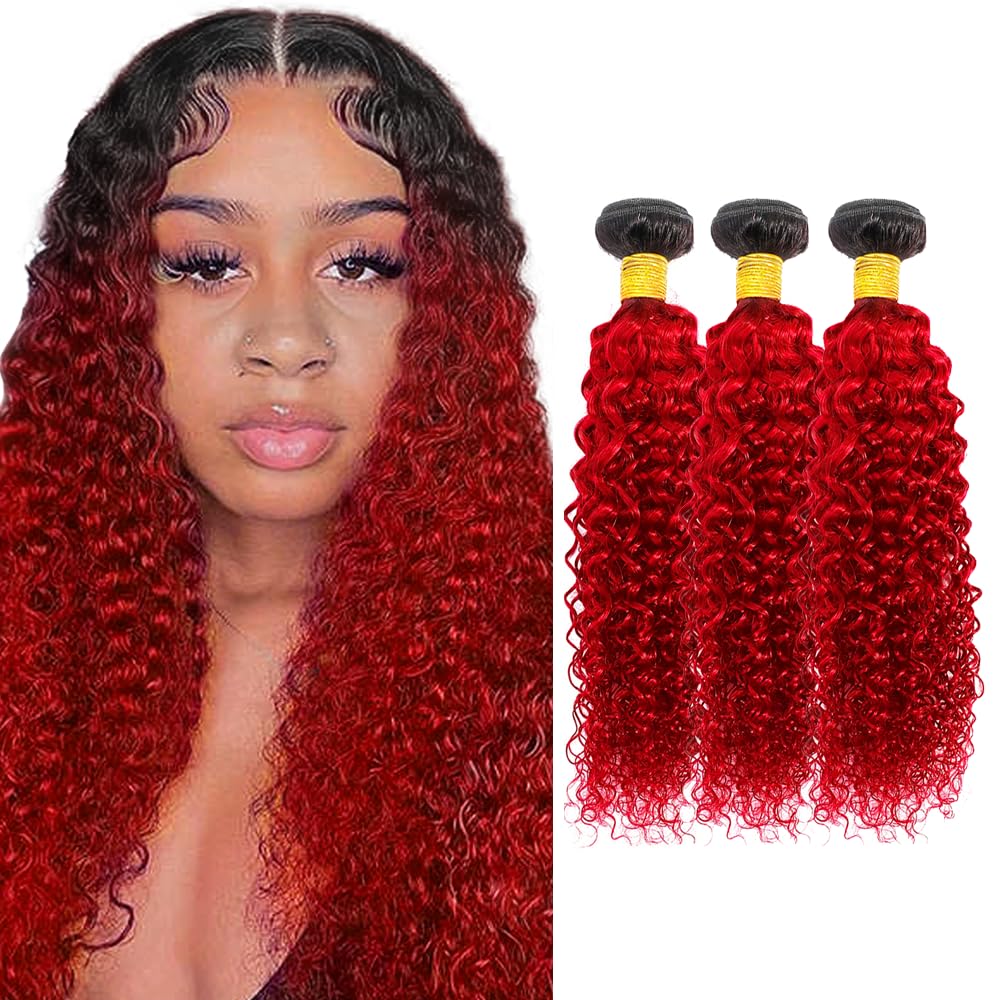 20 22 24 inch Red Bundles Human Hair Ombre Bundles Red