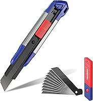 WORKPRO 18mm Retractable Utility Knife with 10 SK5 Blades - Heavy Duty Snap-Off Box Cutter for Cardboard, Cartons & DIY Projects