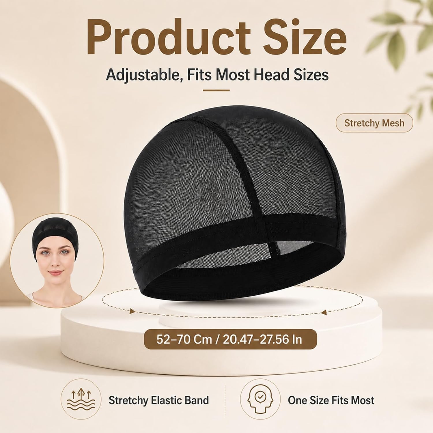 6 Pack Black Dome Cap Wig, Stretchable Hairnets with Wide Elastic Band | Elastic, Breathable, and Soft Wig Liner Caps for Hair Loss and Chemotherapy