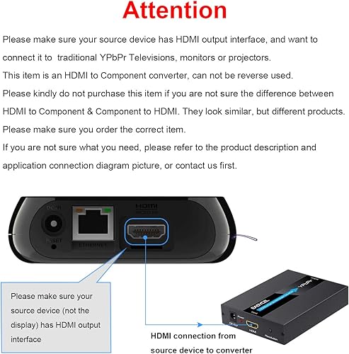 Miniatura 2 de HDMI a escalador de componentes, 1080P HDMI a YPbPr, convertidor de escalador RGB 5RCA