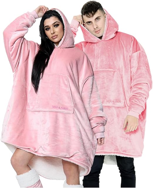 Oversized Hoodie Blanket Women Men, Warm Cosy Wearable Blanket Hoodies, Comfy Sweatshirt Blanket, Super Soft & Cosy Hoddy, One Size Fit All, Blush Pink