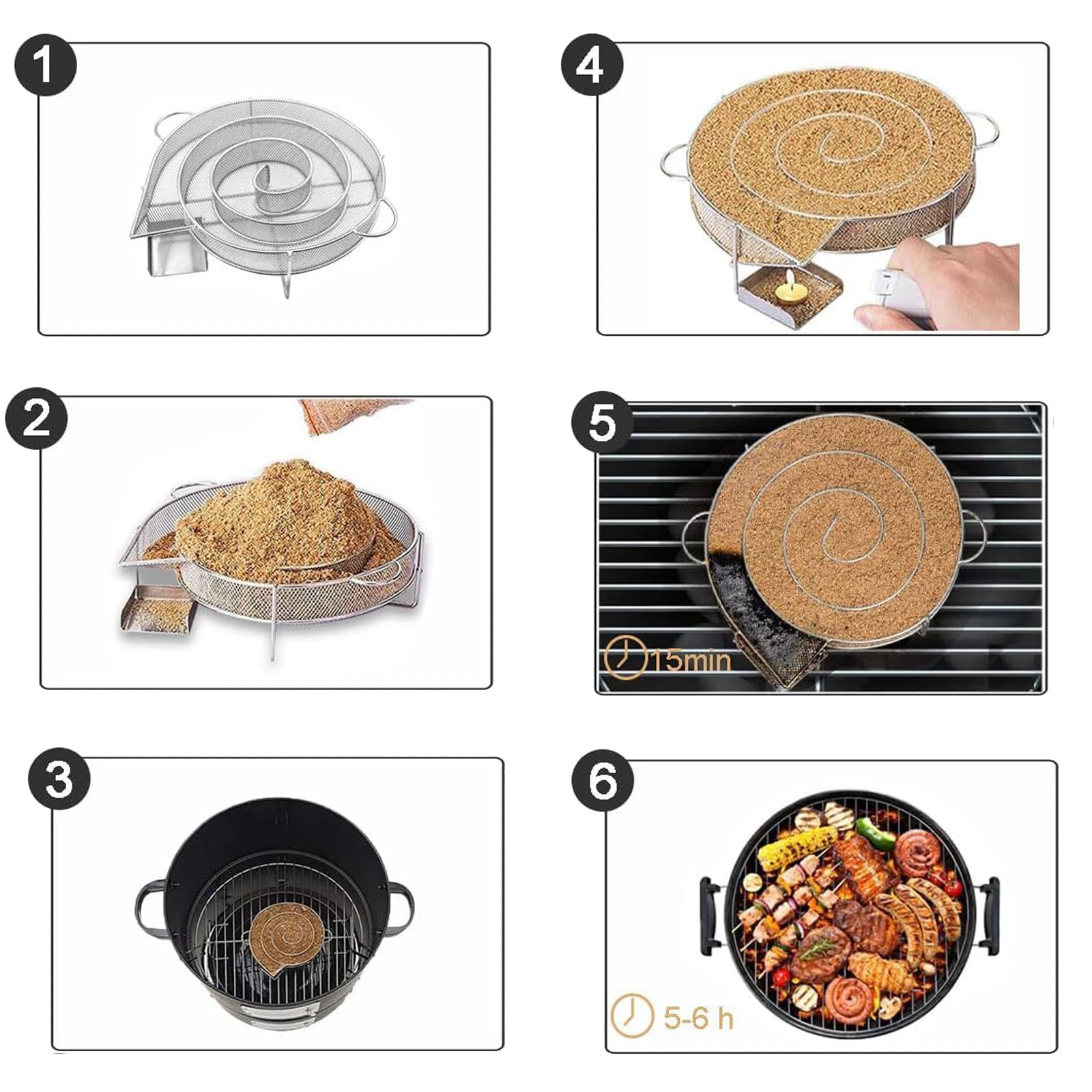 Générateur De Fumée Froide Ronde – Inox, Avec 5 Crochets Et 2 Brosses, Pour Barbecue Et Fumoir