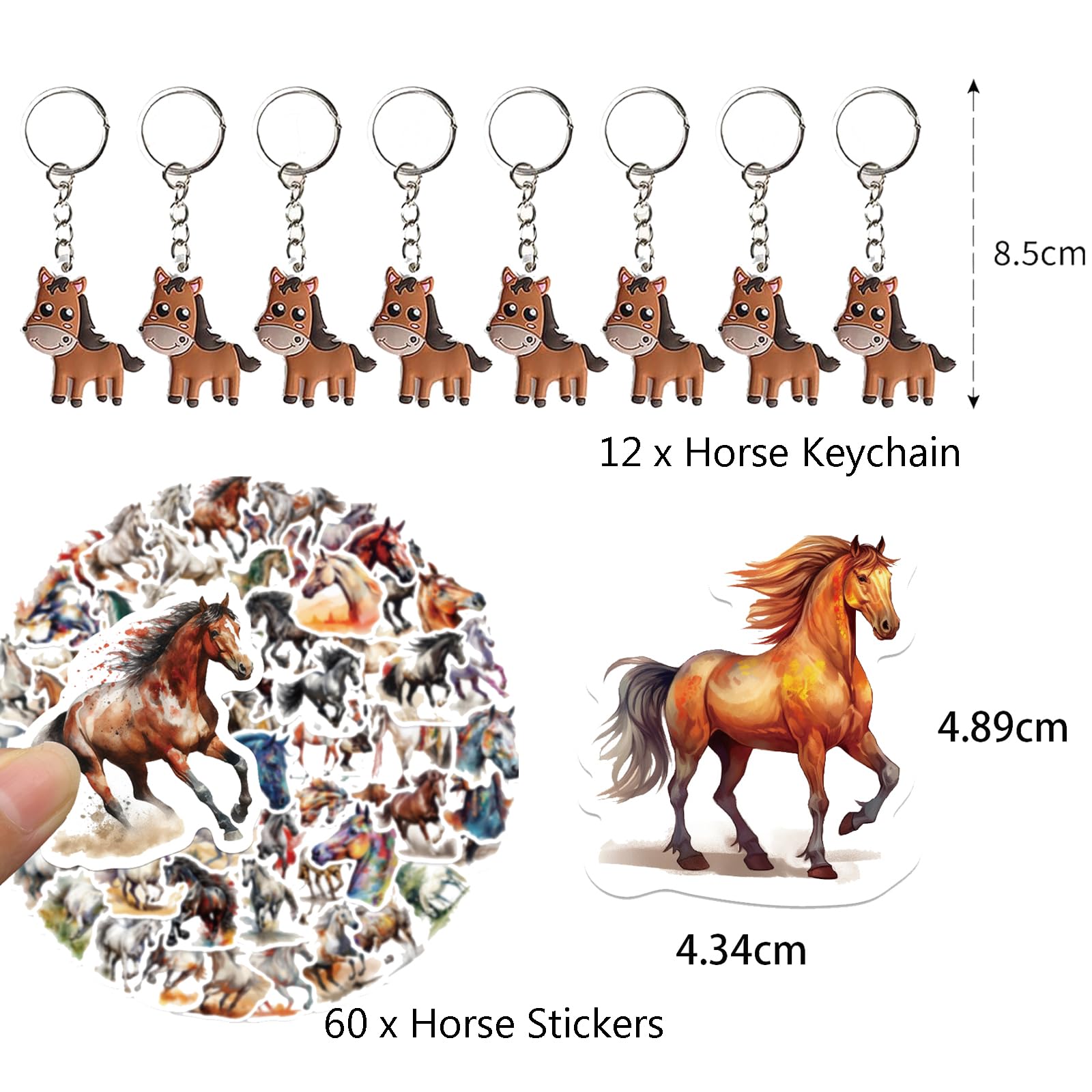 86PCS Faveurs De Fête Thème Cheval Cowboy - Bracelets Silicone, Porte-clés, Badges & 50 Autocollants Pour Anniversaire Enfants Garçons Filles