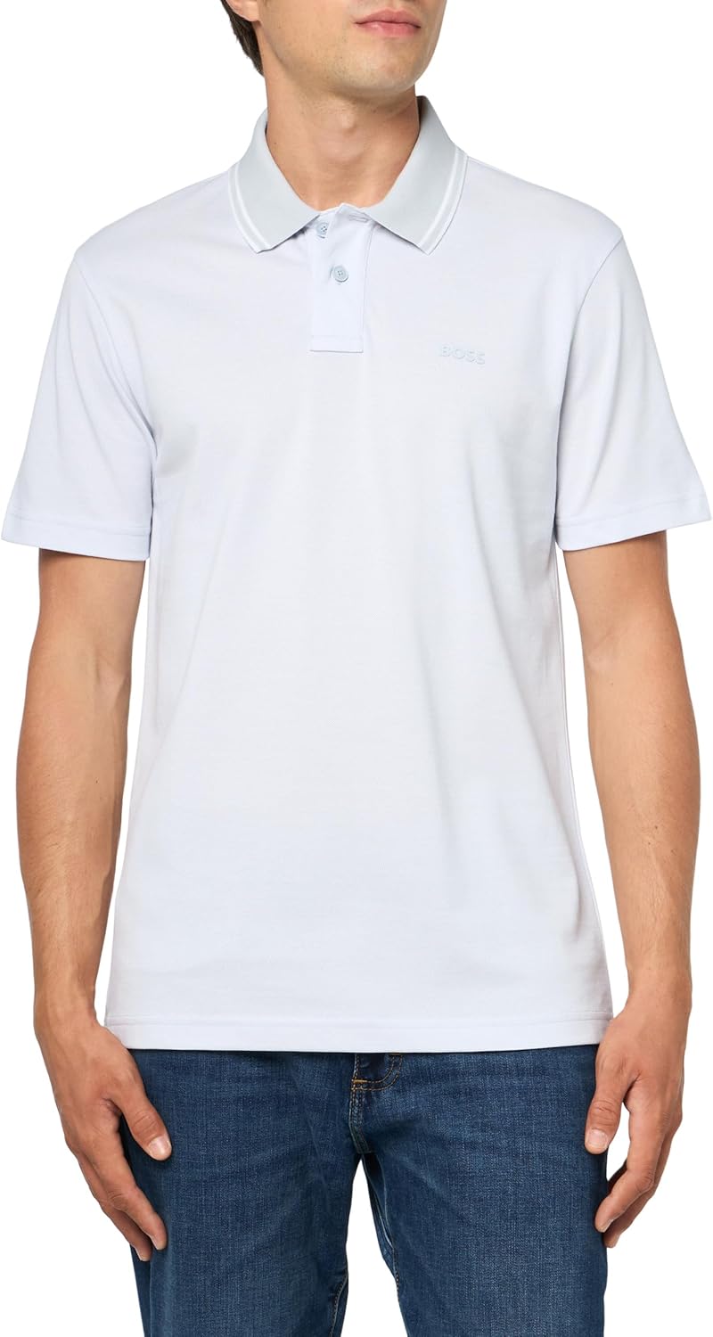 BOSS Men's Square Patch Logo Oxford Polo Shirt